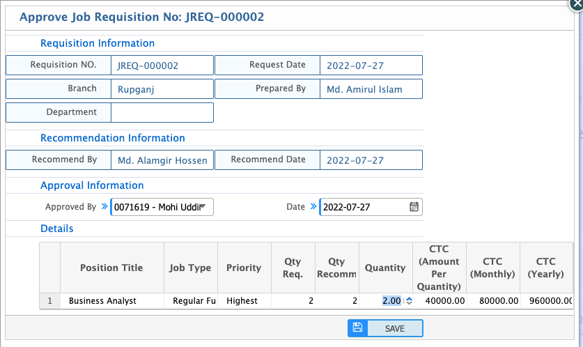 Approve  Job Requisition